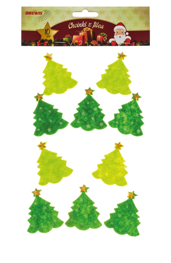 Naklejki z filcu Choinki (10szt) PVX07 Brewis